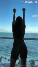 Christina Khalil vacation nude on balcony