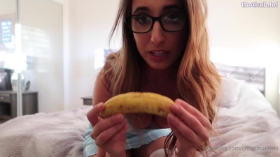 Christina Khalil serving a Banana