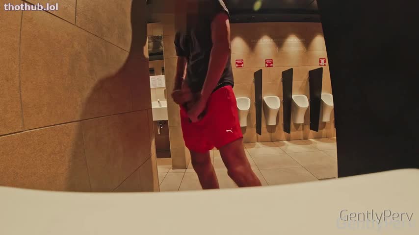 GentlyPerv pass by slut jerk off public toilet