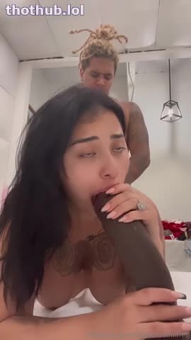 Tatted Mamii - BBC Doggy while sucking monster dildo