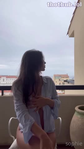 Sophie Mudd naked tease on the balcony