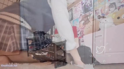 Kittyxkum OnlyFans leaked KittyxKum masturbates in a school uniform with dildo machine on HDthot