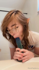 planetplaybunny OnlyFans leaked Planetplaybunny - Just casually trying out the new dildo by licking it up on HDthot