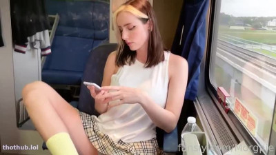 Morgpie OnlyFans leaked Morgpie tittyfucking bj on a train on HDthot